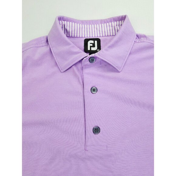 Footjoy Size Medium Mens Lavender Short Sleeve Embroidered Neck Logo Polo - Picture 5 of 10